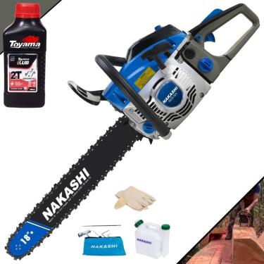 Imagem de Motosserra Profissional Nakashi NSC-500 À Gasolina Motor 2T 40 Cilindradas Profissional Com Sabre 18 Polegadas e Corrente 28 Dentes + ÓLEO TOYAMA 2T
