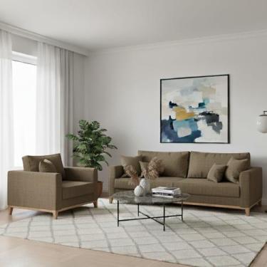 Imagem de Kit Sofá Living Beny 1,80m com Poltrona. - Leonardi, Bege