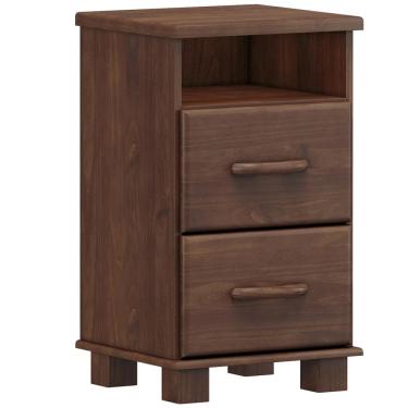 Imagem de Mesa de Cabeceira 2 Gavetas Madeira Maciça Zahav F06 Café - Lyam Decor