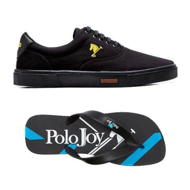 Imagem de Kit 1 Tênis Casual + 1 Chinelo Polo Joy, Preto, Preto, 40