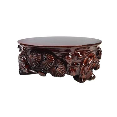 Imagem de Base de suporte de exibição Conjunto de chá em pedestal com escultura relevo chinês e base para decoração casa bonsai(Grande)