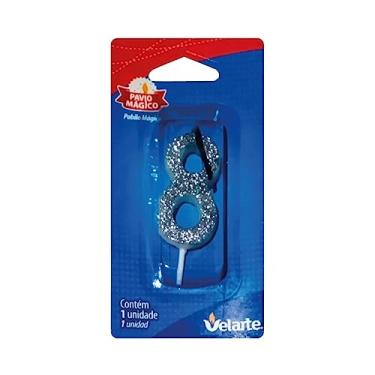 Imagem de Vela De Aniversário Numero C/Gliter Prateado 8