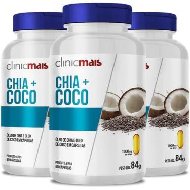 Imagem de Kit 3 Óleo De Chia + Óleo De Coco 1G Clinicmais 60 Cápsulas