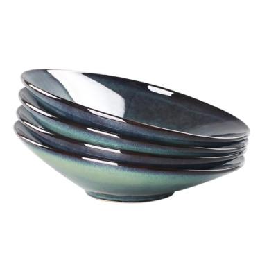 Imagem de LIUYWYHCF Prato de salada de cerâmica – Conjunto de 4 pratos de massa para entretenimento, pratos modernos de cozinha para jantar, frutas, salada, bandejas de servir