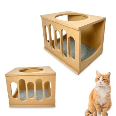 Imagem de Nicho Para Gatos MDF CRU 15mm REFORÇADO Frente Wave Montado com Carpete Casa para Gatos (Carpete Cinza)