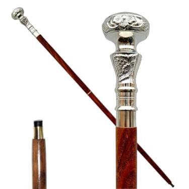 Imagem de Réplica de bastão Masterson vintage estilo antigo bengala de caminhada de madeira latão prata puxador de presente para homens e mulheres