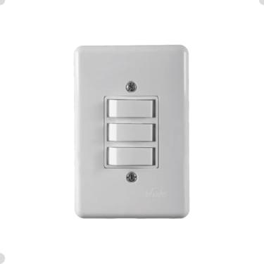 Imagem de Interruptor 3 Teclas Simples 2X4 ComPlaca Branca Ilumi