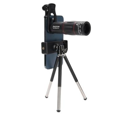 Imagem de Yunir Kit de lente de câmera de telefone, lente zoom teleobjetiva 28x, grande angular, macro, lente olho de peixe com tripé e clipe para a maioria dos smartphones