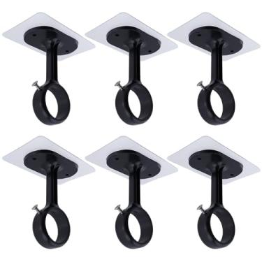 Imagem de HEVSTIL Suportes de varão de cortina de teto sem perfuração – Opções de instalação dupla (adesivo ou parafusos) - Design resistente para estabilidade - perfeito para sala de estar, banheiro, cozinha