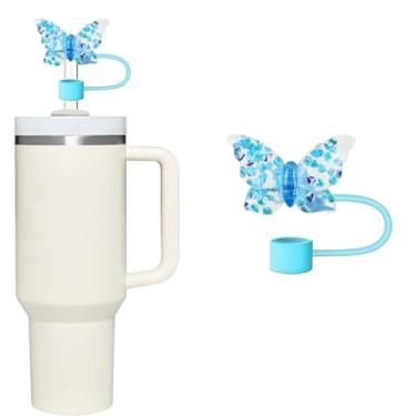 Imagem de Capa de canudo de borboleta azul para copo Stanley de 40 e 850 g, tampa de palha de silicone de 10 mm para acessórios de copo Stanley, lindo topo de palha para copos, tampa de palha para tampas de