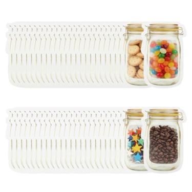 Imagem de Embalagem com 100 sacos reutilizáveis para frascos de pedreiro transparentes ziplock sacos seláveis para lanches, especiarias, doces, biscoitos (amarelo - pacote com 100, 3,9 x 5,9 polegadas/70,9 g)