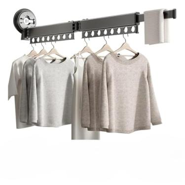 Imagem de Cabideiro Varal De Roupas Parede Lavanderia Retrátil Ventosa Grusda Sem Furo 92cm De Aluminio