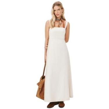 Imagem de Vestido Hering Midi Evasê Alças Médias Rústico com Linho-Feminino