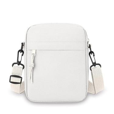 Imagem de Bolsa mensageiro pequena para mulheres e homens, bolsa de ombro de nylon, bolsa transversal de grande capacidade, bolsas de lona com alça ajustável, Branco