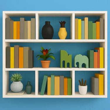 Imagem de Prateleira decorativo mdf 90x90x15cm porta livros livreiro enfeites or