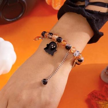 Imagem de Pulseira gótica de Halloween para mulheres, joias modernas, berloques fantasmas, estilo escuro, design criativo, acessórios femininos, joias de presente