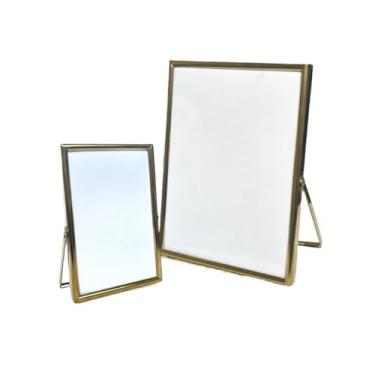 Imagem de Moldura,Kit Porta Retratos 10x15cm e 15x20cm Metal e Vidro Decoração(Prata)