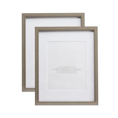Imagem de Primero Basics Pacote com 2 molduras de 28 x 35 cm, moldura rústica de madeira de celeiro para fotos de 20 x 28 x 35 cm com tapete ou sem tapete, suporte de parede e tela de mesa, vidro resistente a
