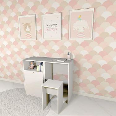 Imagem de Organizador E Mesa Com Banquinho 80 Cm 100% Mdf