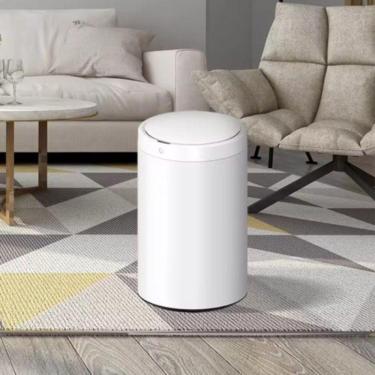Imagem de Lixeira Automática Redonda 50 Litros Com Sensor Branca