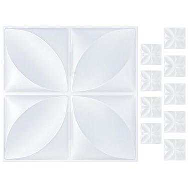 Imagem de Kit 10 Placas 3D PVC Revestimento Decorativo Branco 30x30cm - Alira Ho