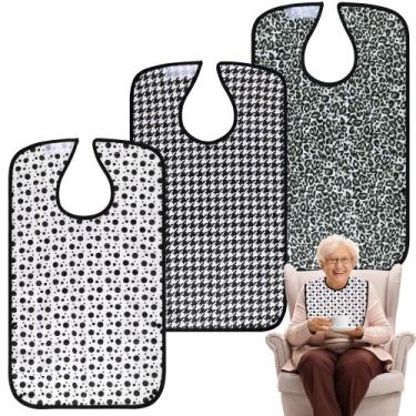 Imagem de Babadores para adultos  3 peças de protetor de roupas lavável com cole