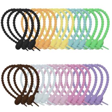 Imagem de 30 peças de abraçadeiras coloridas de silicone, reutilizável de borracha, prendedor de pão, útil em casa, escritório, cozinha, escola, várias cores