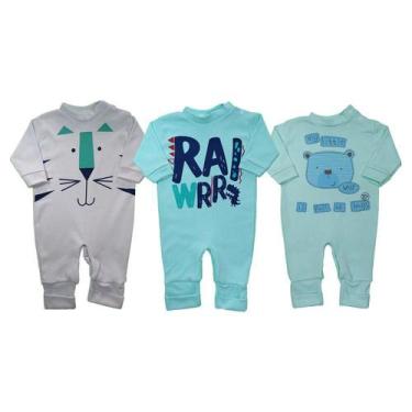 Imagem de Kit 3 Macacão Bebê Suedine Taylor Estampado Menino e Menina - Koala Ba