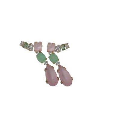 Imagem de Brinco Fusion Rosa com Zircônias em Banho de Ouro 18k, Design Elegante