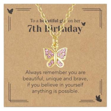 Imagem de Sepfavo Colar de borboleta de cristal para meninas, 6, 7, 8, 9, 10, 11, 12, 13, 16, 18, presente de aniversário, incrustado com zircônia, colar de diamante infantil hipoalergênico, 18, Aço inoxidável