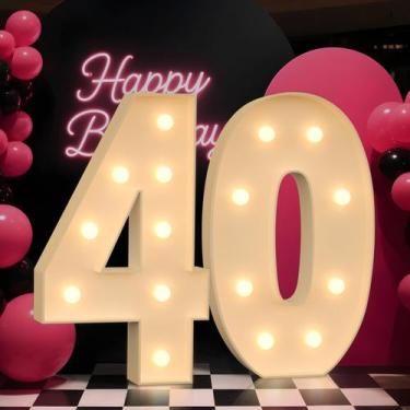 Imagem de Marquee Numbers Tongjoy Light up 40 para festa de aniversário de 40