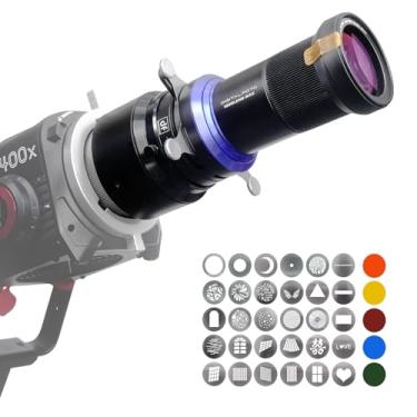 Imagem de DFCINE Suporte Óptico Bowens Para Luz Aputure Cob, Projetor De Holofote Fotográfico Cônico Snoot, Compatível Com Amaran 150/300C, 600X Pro, Godox Sl60 Etc., 5 Filtros Cor, 31 Gobos