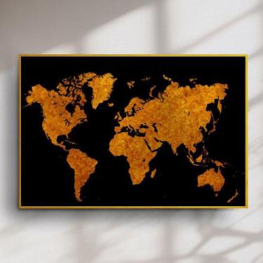 Imagem de Quadro Decorativo Mapa Mundi em Ouro Preto - ArtBeni Quadros