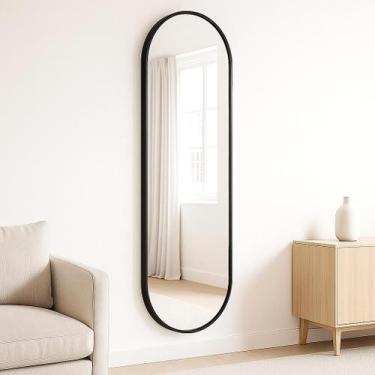 Imagem de Espelho Oval Grande 150x50cm com Moldura Aluminio  Corpo Inteiro para 