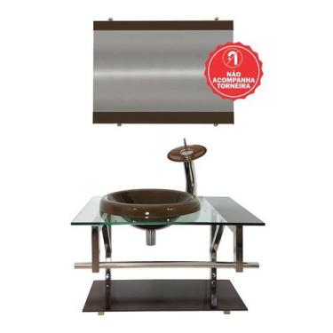 Imagem de Gabinete de Vidro 60cm para Banheiro Lituânia - EKASA, Marrom