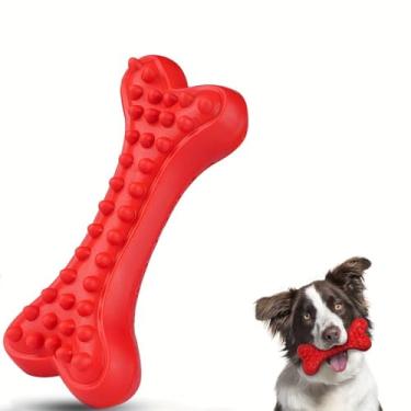 Imagem de Mastigar cães duráveis para mastigadores agressivos – osso vermelho resistente para raças grandes, mastigar cães para mastigar agressivos, mastigação indestrutível, vermelho, mantém os cães envolvidos