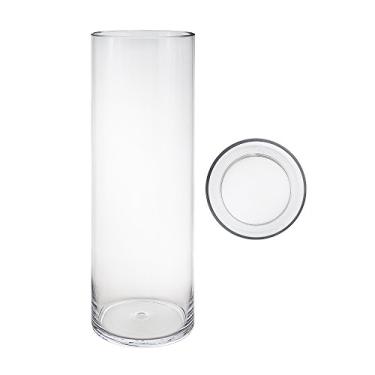 Imagem de Mega Vases Vaso cilíndrico de 15 cm x 61 cm, vidro transparente decorativo com base resistente, centros de mesa de casamento, buquês de flores, decoração de casa, celebrações, festas, planejamento de