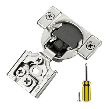 Imagem de Ravinte 2 unidades, 1 par de dobradiças sobrepostas de armário de cozinha de 1,5 cm, dobradiças de armário de cozinha, dobradiças de porta ocultas para dobradiças de armário de cozinha, dobradiças