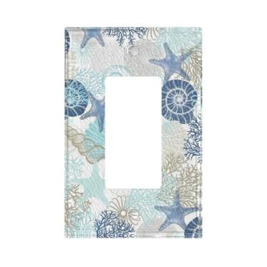 Imagem de Ujkrvesj Praia náutica litorânea oceano azul petróleo estrela do mar coral 1 gangue único balancim capas de interruptor de luz decorativas placas de parede elétrica placa frontal capa de interruptor
