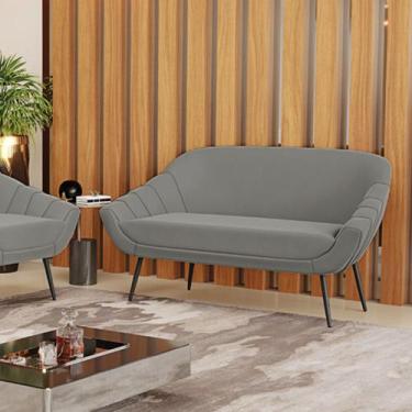 Imagem de Namoradeira Giovana 02 Lugares Suede Grafite Pés Palito de Ferro D03 -