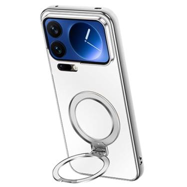 Imagem de LTLMYDAM Capa fosca para Xiaomi 17 Pro Max/17 Pro/17, anel magnético giratório, capa ultrafina resistente a impactos, capa de policarbonato legal, branca, 17 Pro