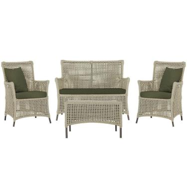 Imagem de Jogo Sofá 2 Poltronas E Mesa Igapó Marrom E13 Trama Original Rami