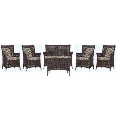 Imagem de Jogo Sofá 4 Poltronas E Mesa Igapó Marrom E6 Trama Original Marrom