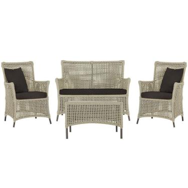 Imagem de Jogo Sofá 2 Poltronas E Mesa Igapó Marrom E9 Trama Original Rami