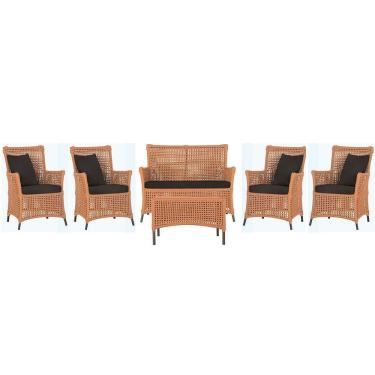 Imagem de Jogo Sofá 4 Poltronas E Mesa Igapó Marrom E9 Trama Original Terra Cota