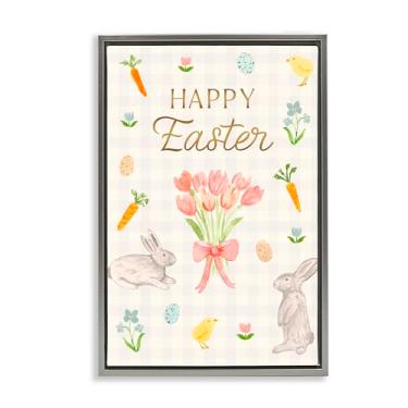 Imagem de Stupell Industries Happy Easter Soft Spring Compilation Gray Framed Floater Canvas Wall Art, design por Juliet Meeks, 78 x 53 cm