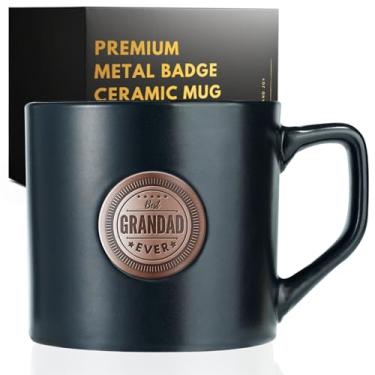 Imagem de Onebttl Presentes de avô para o dia dos pais, caneca de café do avô com emblema dourado, caneca de cerâmica de 450 ml