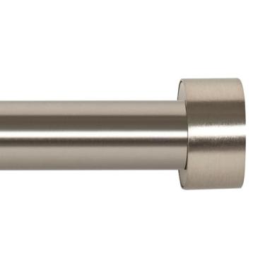 Imagem de Deco Window Varão de cortina ajustável para janelas de 45,7 a 111 cm, extensível, resistente, 2,5 cm, de ferro, com acabamentos de Pluto (pacote com 1, prata acetinada)