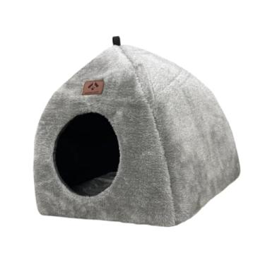 Imagem de MotiveTech Cama para gatos para caverna interna, semi-fechada, almofada de dormir, pelúcia, caverna para gatos, tenda, refúgio para gatinhos, animais pequenos, M
