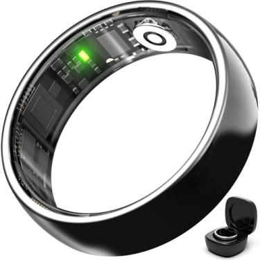 Imagem de Rastreador de saúde de anel inteligente de cerâmica, rastreador de sono vestível - frequência cardíaca - rastreador de atividades para mulheres/homens, assinatura gratuita, resistente a arranhões e